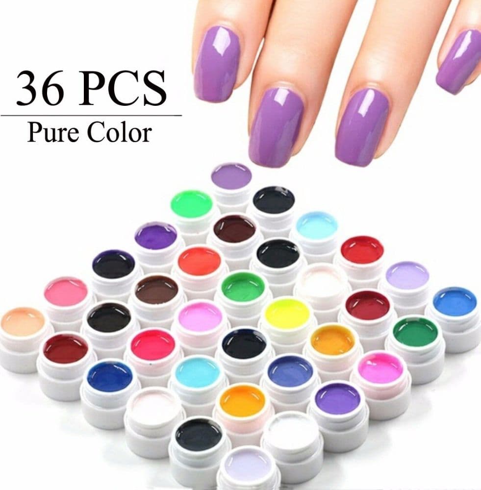 KIT 36 COLOR GEL UV COLORATI LIDAN PER RICOSTRUZIONE UNGHIE NAIL ART PURE POLISH - 2
