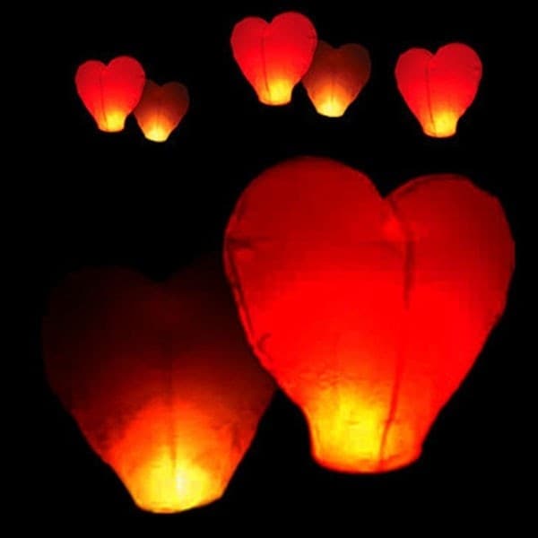 LANTERNA CINESE VOLANTE SKYLANTERN A FORMA DI CUORE PER MATRIMONIO EVENTI PARTY - 3