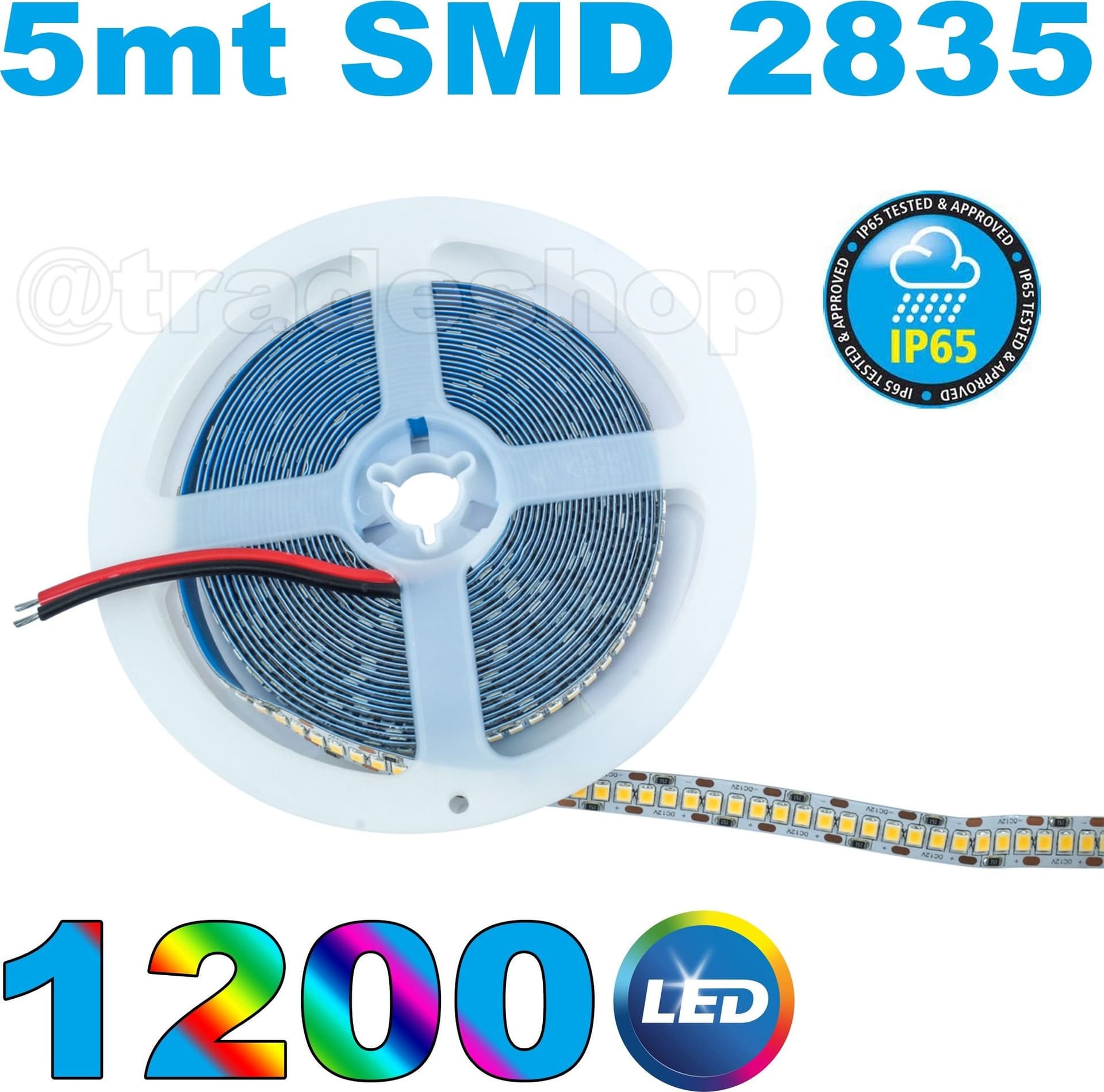 STRISCIA LED 5MT 1200 LED 2835 IP65 INTERNI ESTERNO LUCE CALDA NATURALE FREDDA - 2