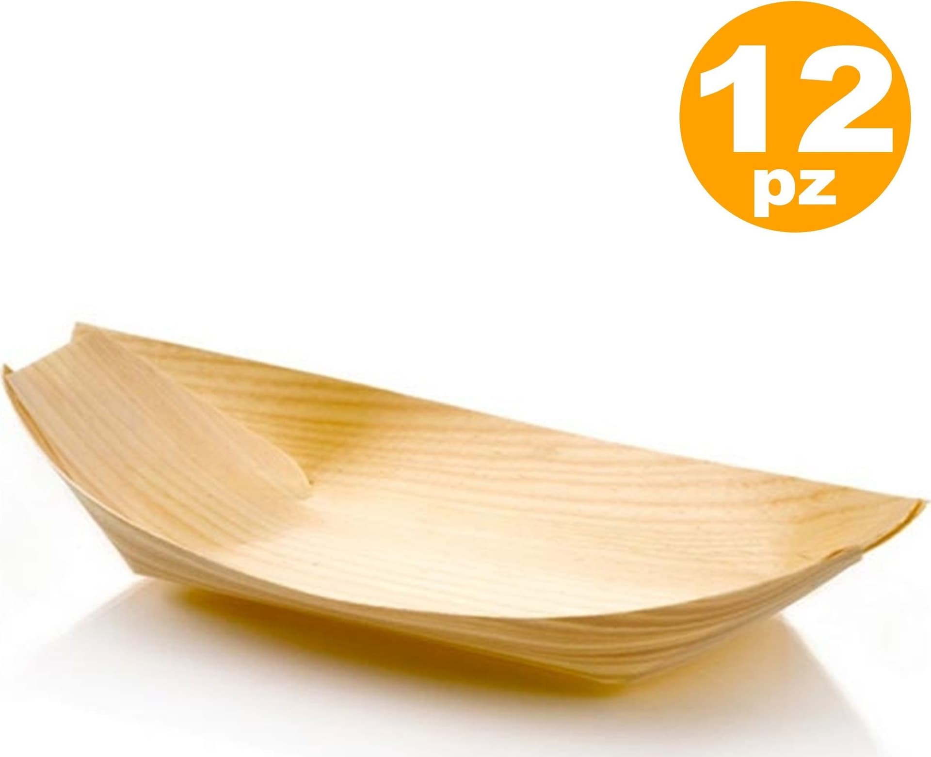 SET 12 BARCHETTE FINGER FOOD IN FIBRA DI PIOPPO CATERING APERITIVO 12,5 X 7 CM - 3