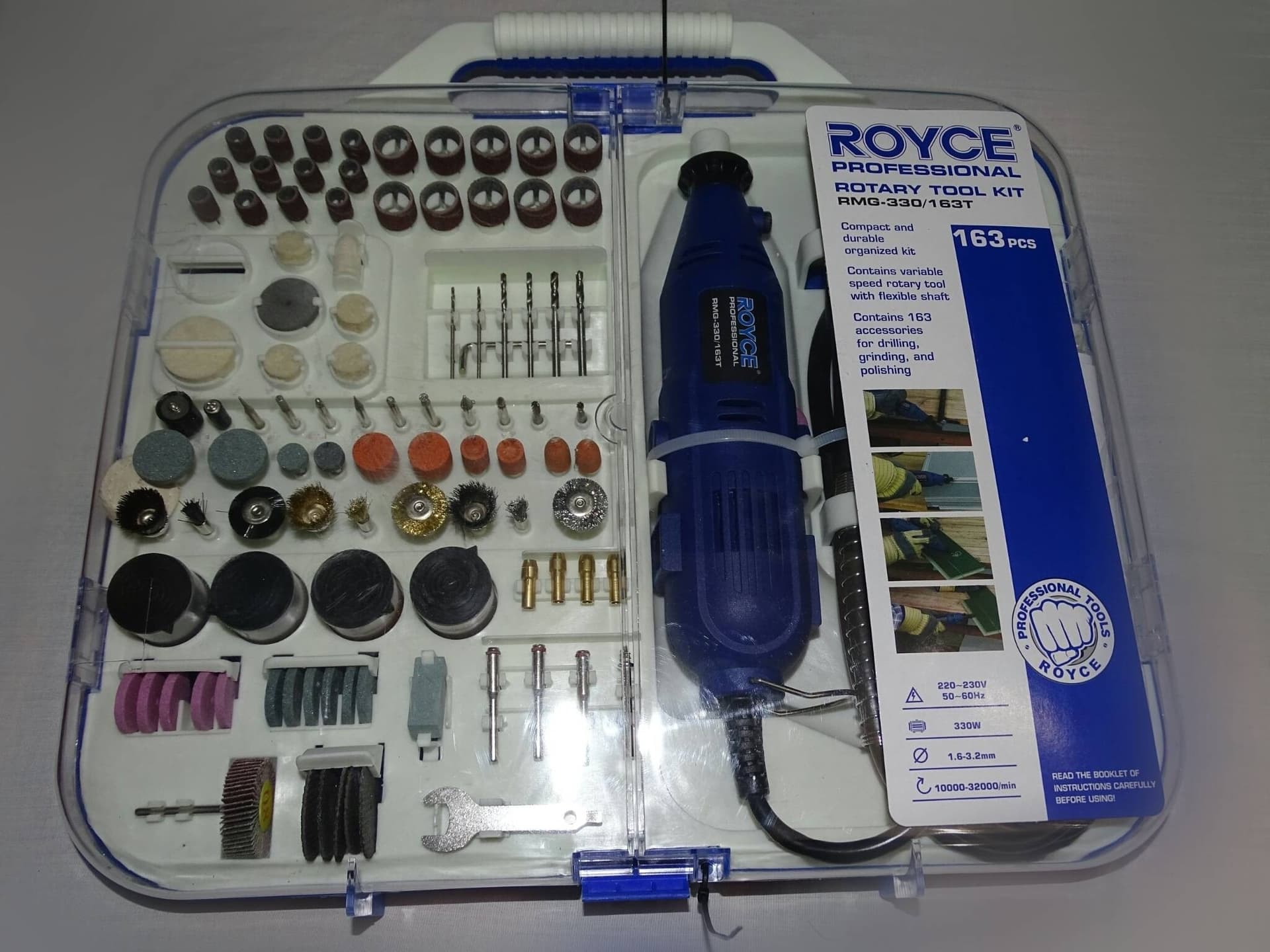 KIT MINI TRAPANO MINIUTENSILE ROTATIVO MINITRAPANO DREMEL CON 163 ACCESSORI 300W - 3