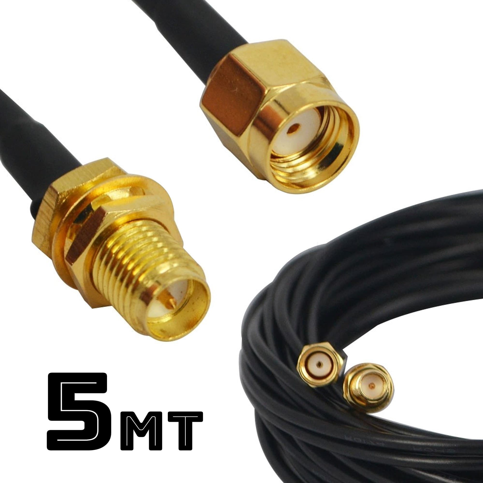 CAVO PER ANTENNA WIRELESS 5 METRI PROLUNGA MASCHIO FEMMINA WIFI RP-SMA
