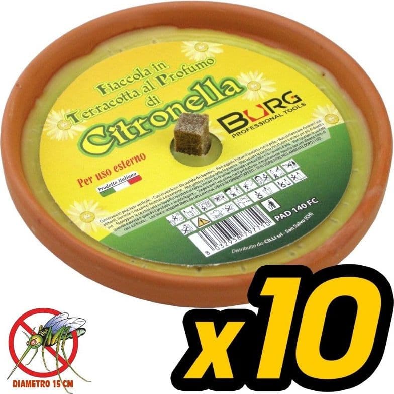 CONFEZIONE 10 x CANDELA CITRONELLA IN TERRACOTTA DIAMETRO 10 cm ANTIZANZARE - 2