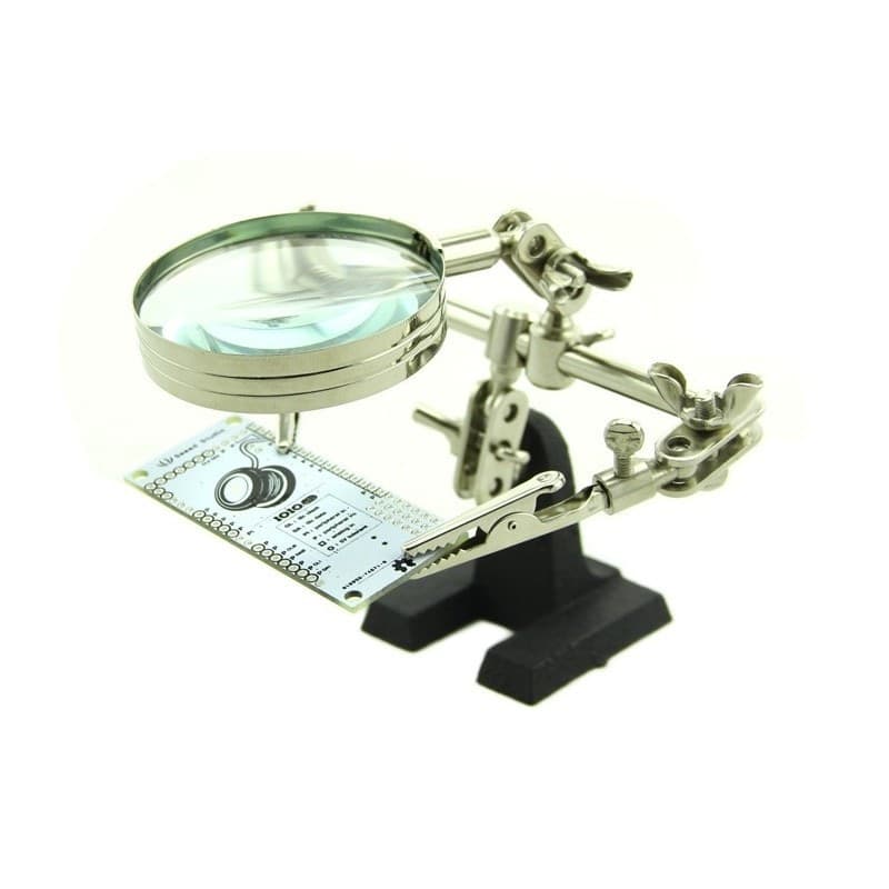 LENTE 3.5" INGRANDIMENTO 2X CON PINZE TERZA MANO DA TAVOLO SUPPORTO PER SALDATURE MODELLISMO