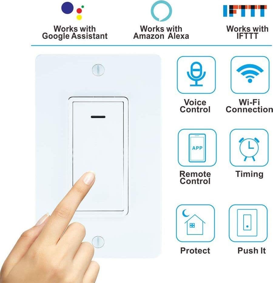 INTERRUTTORE LUCI SMART WIFI COMPATIBILE CON ALEXA GOOGLE IFTTT CONTROLLO VOCALE - 2