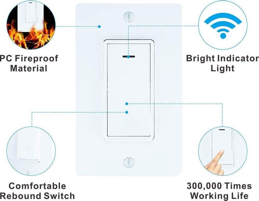 INTERRUTTORE LUCI SMART WIFI COMPATIBILE CON ALEXA GOOGLE IFTTT CONTROLLO VOCALE - 3
