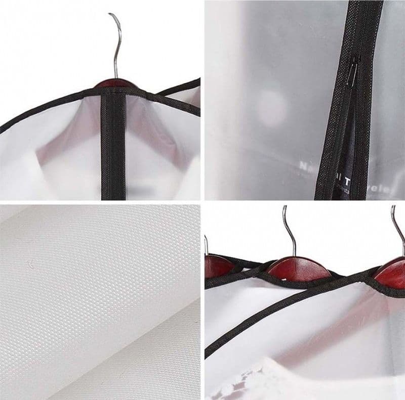 3 PEZZI COPRI ABITO CUSTODIA CON ZIP CERNIERA CAMICIA COPRIABITO CAPPOTTO 60x90 - 2