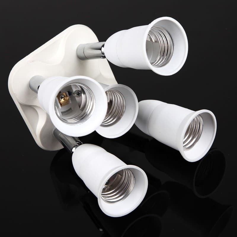 PORTALAMPADA ADATTATORE E27 5 IN 1 PER LAMPADE LAMPADINE ATTACCHI ORIENTABILI - 2