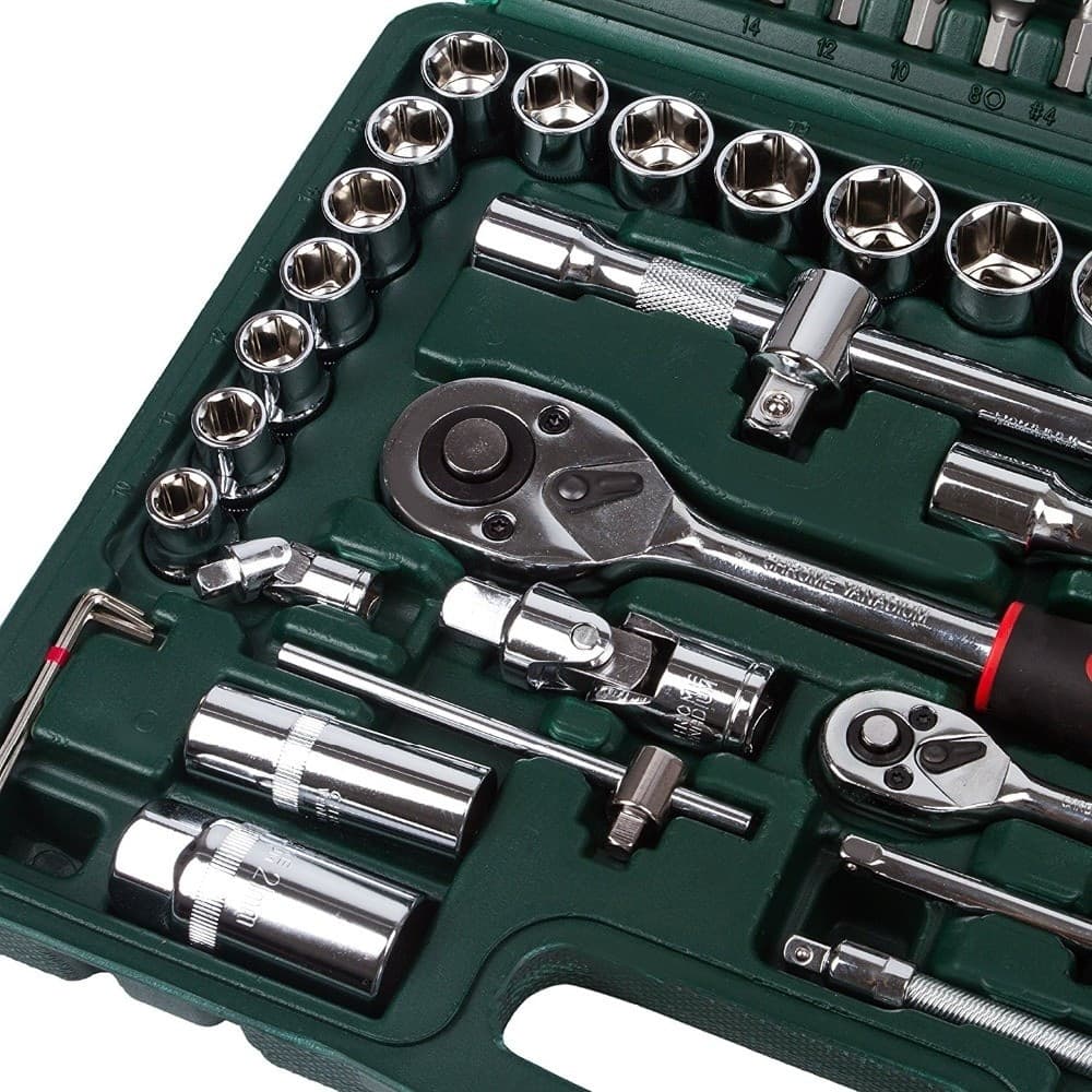 CASSETTA VALIGETTA SET CRICCHETTO 94 PZ KF-94 ACCIAIO CROMO VANADIO 1/2" 1/4" - 2
