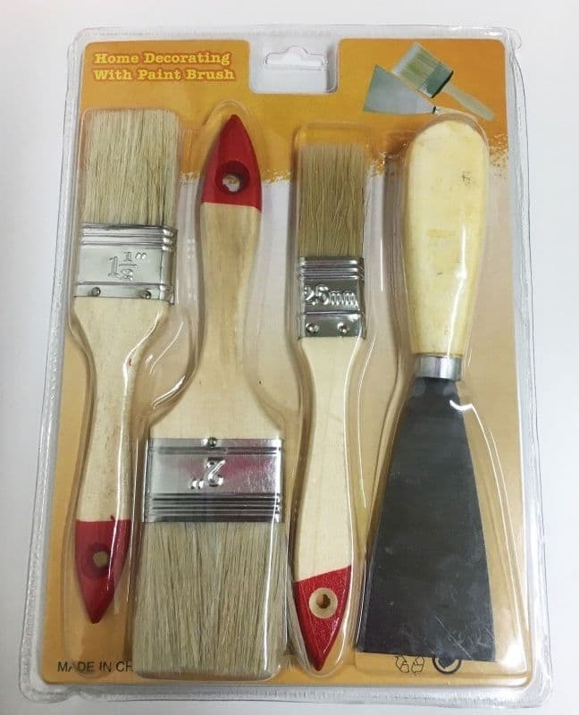 SET 3 PENNELLI+1 SPATOLA 1,5"/2"/2,5" VERNICI AD ACQUA IDROPITTURE SOLVENTI