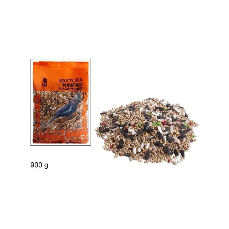 SET 2 PZ. BUSTA DA 900 GR. CIASCUNO MANGIME CIBO MISTO CEREALI SEMI PER UCCELLI NINFA AGAPORNIS VOLATILI