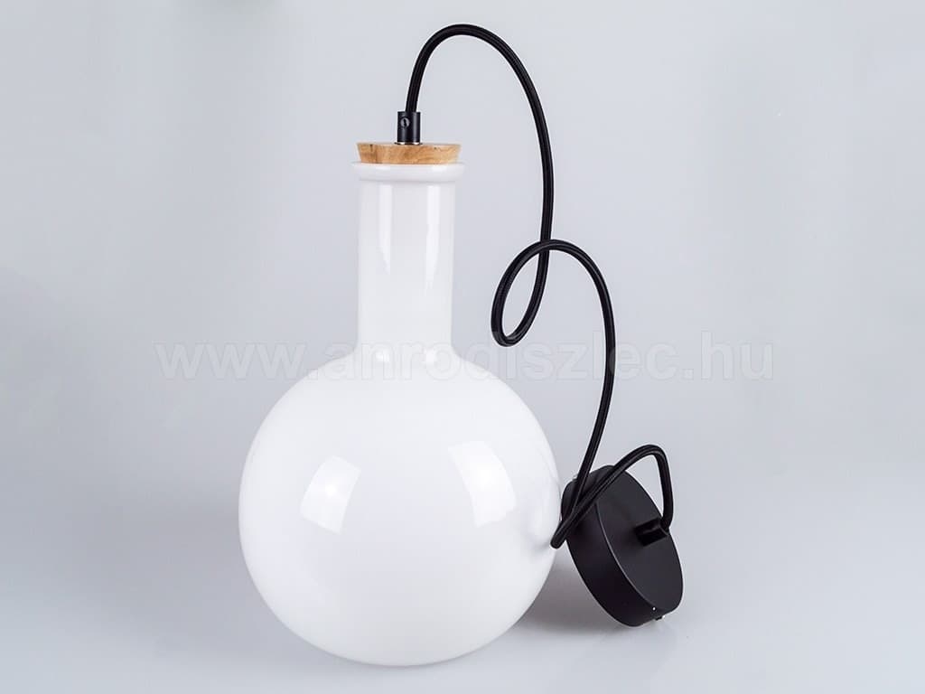 LAMPADARIO PENDENTE LAMPADA A SOSPENSIONE IN LEGNO E VETRO BIANCO CHIARO ROTONDO - 8