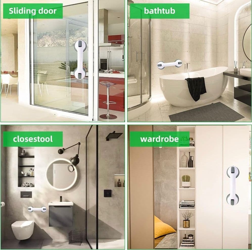 MANIGLIA DI SICUREZZA BAGNO CON ATTACCO A VENTOSA 26 CM PER ANZIANI DISABILI - 4