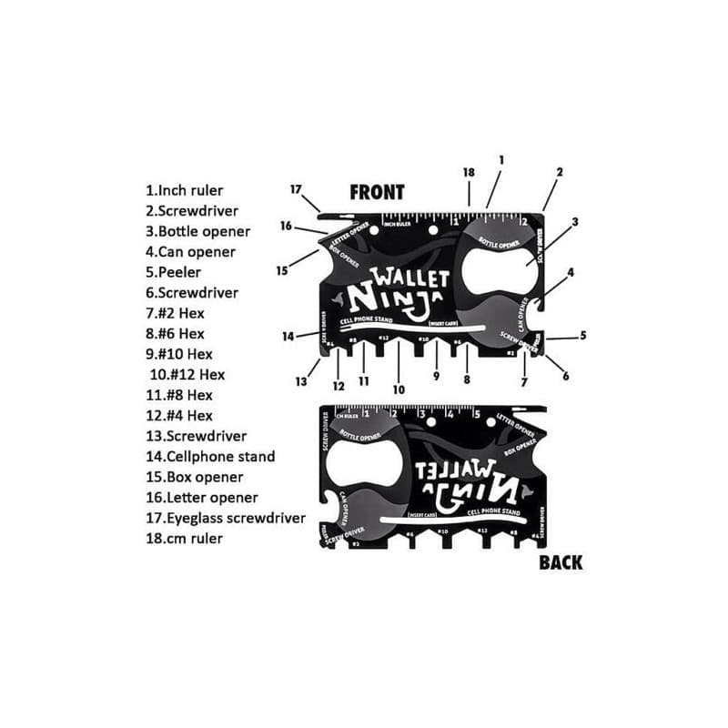 CARTA DI CREDITO NINJA 18IN1 MULTI-UTILIZZO ATTREZZI CACCIAVITE GADGET REGALO - 3