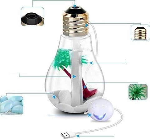 LAMPADINA DIFFUSORE UMIDIFICATORE PER AMBIENTI LED RGB AROMATERAPIA CROMOTERAPIA - 18