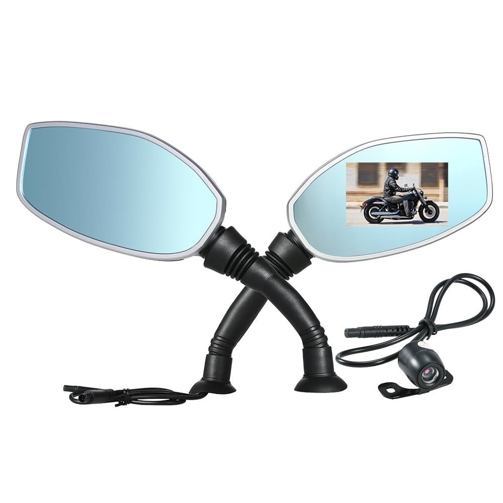 COPPIA SPECCHIETTI MOTO 2.4" DVR CAMERA SPECCHIETTO CAMERA RETROVISORE FRONTALE - 2