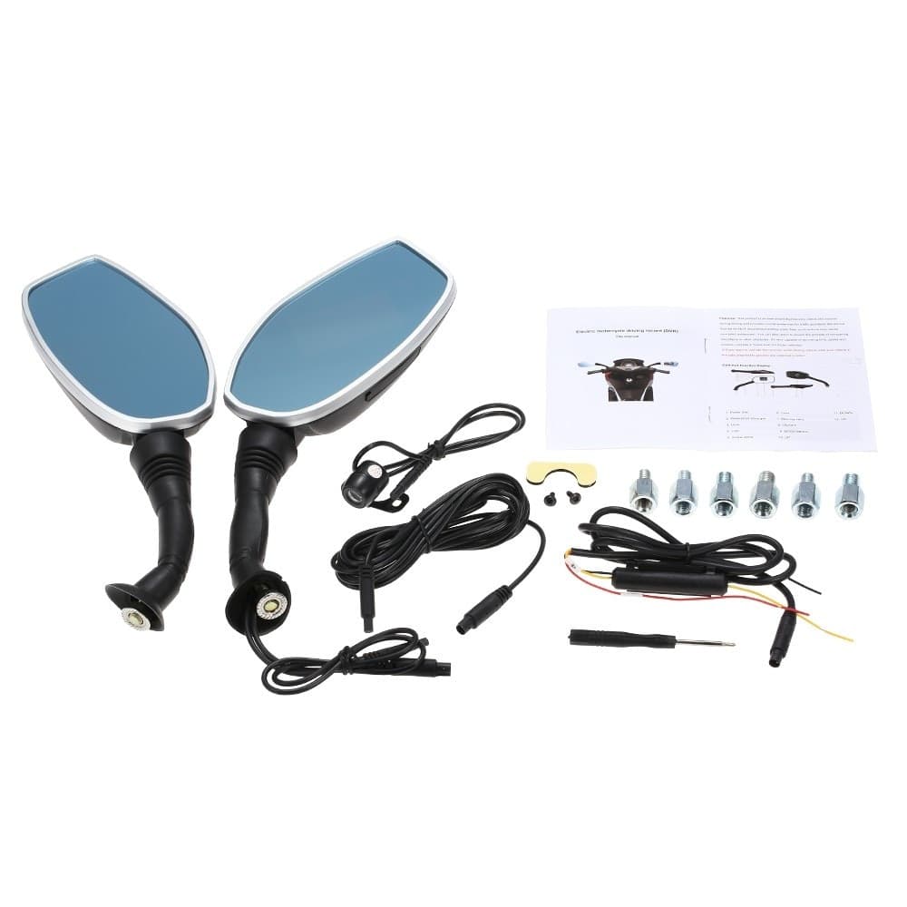 COPPIA SPECCHIETTI MOTO 2.4" DVR CAMERA SPECCHIETTO CAMERA RETROVISORE FRONTALE - 6