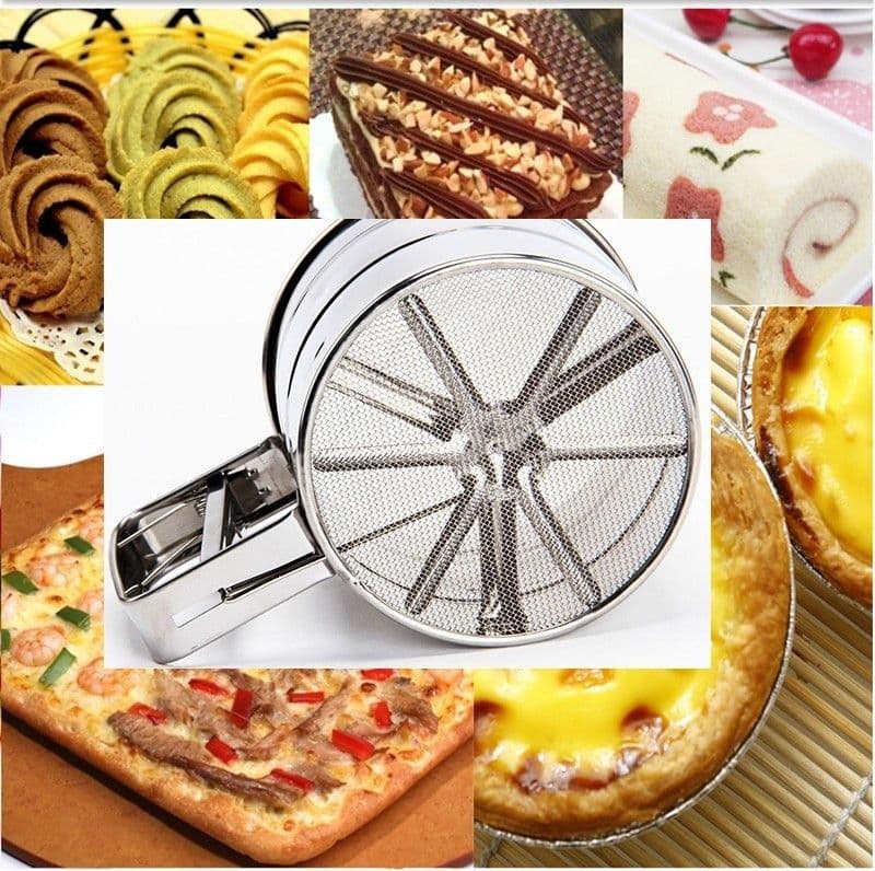 SETACCIO DA CUCINA PER FARINA E ZUCCHERO A VELO ACCIAIO INOX SPOLVERARE 250 GR - 10