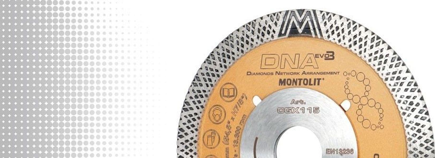 DISCO DIAMANTATO MONTOLIT DNA EVO3 CGX115 MM.115 CORONA CONTINUA FRECCIA ORO 802 - 3