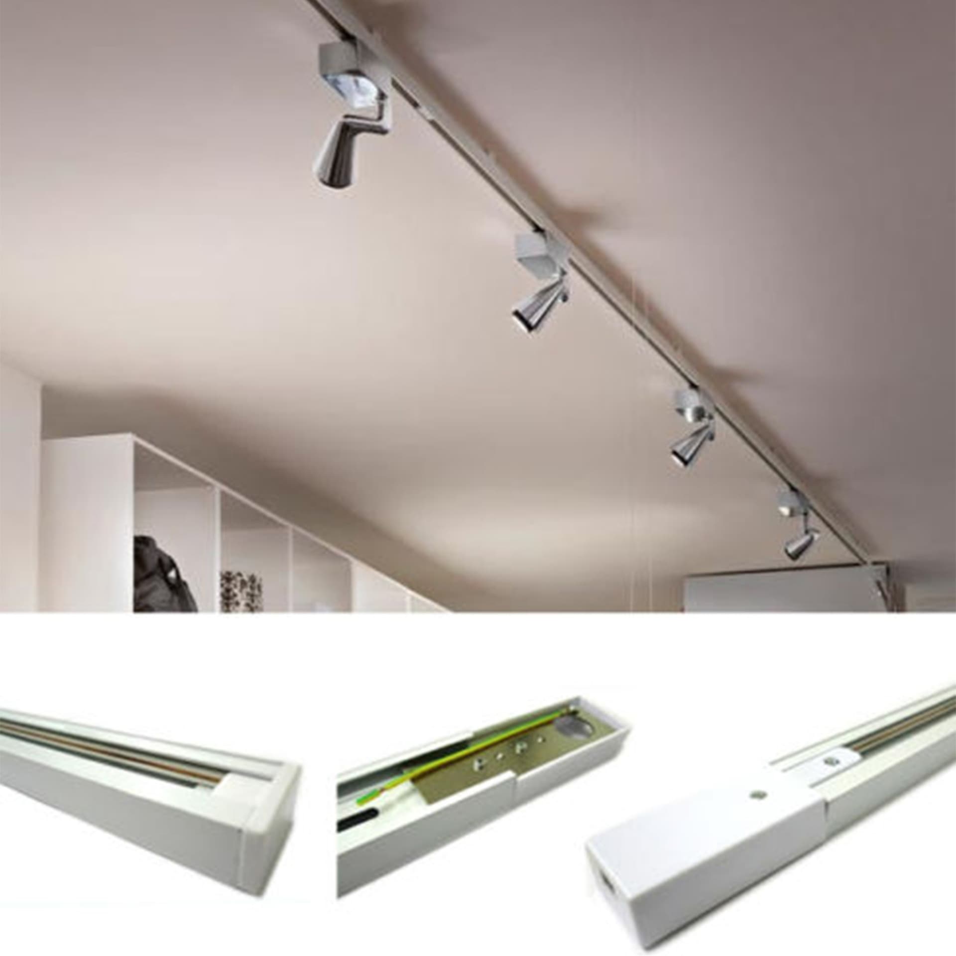 BINARIO LED MONOFASICO BIANCO PER FARETTI GUIDA TRACK FARI A LED COB 220V METRO - 2