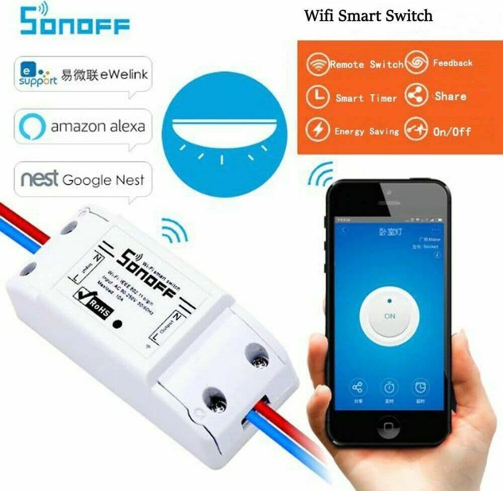 SONOFF BASIC INTERRUTTORE DOMOTICA WIFI SMART SWITCH PER APP Alexa Google Home - 3