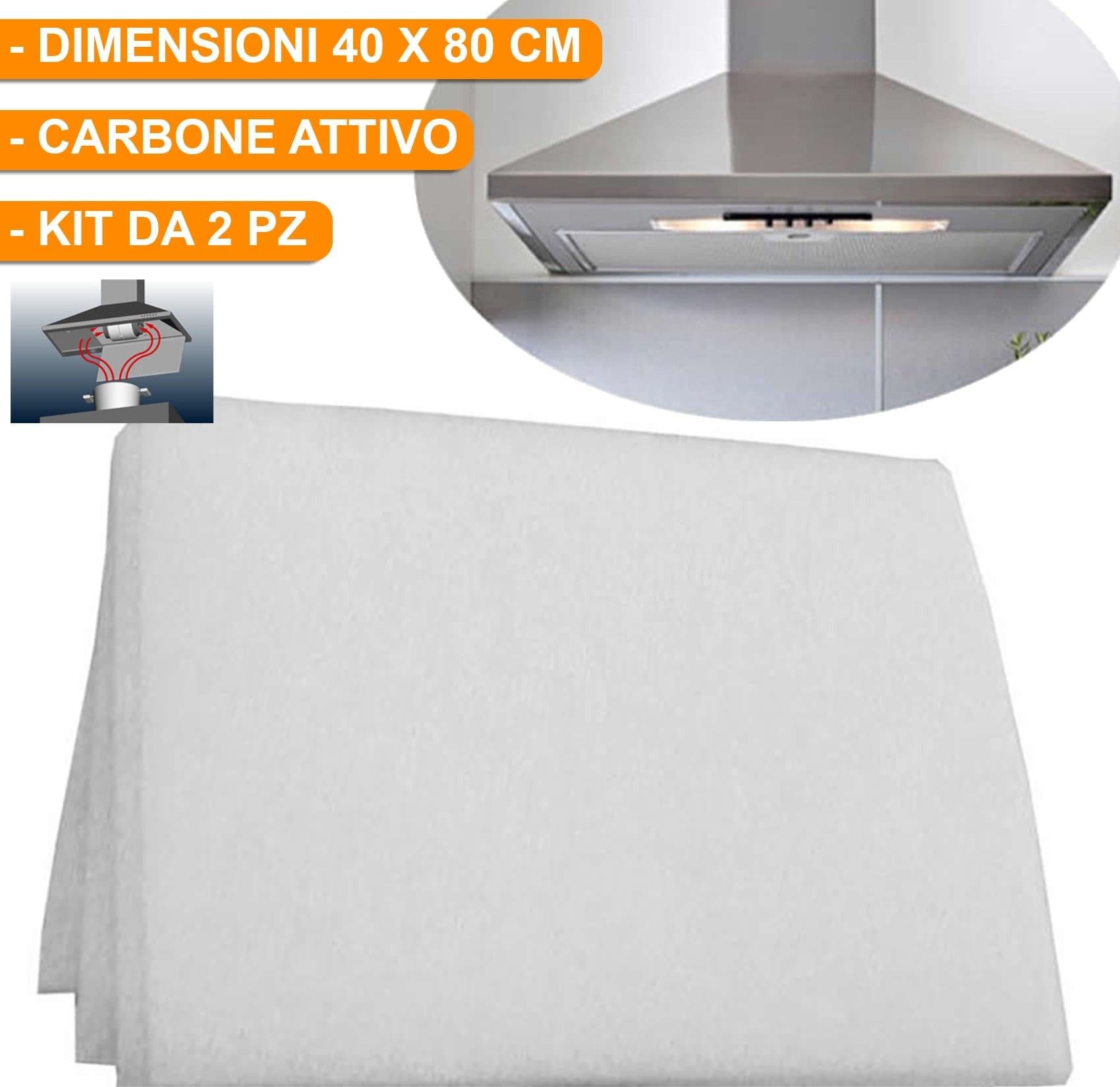 FILTRO CAPPA CARBONI ATTIVI ANTIFUMO 40X80 CAPPE ASPIRATORE IGNIFUGO FILTRANTE - 2