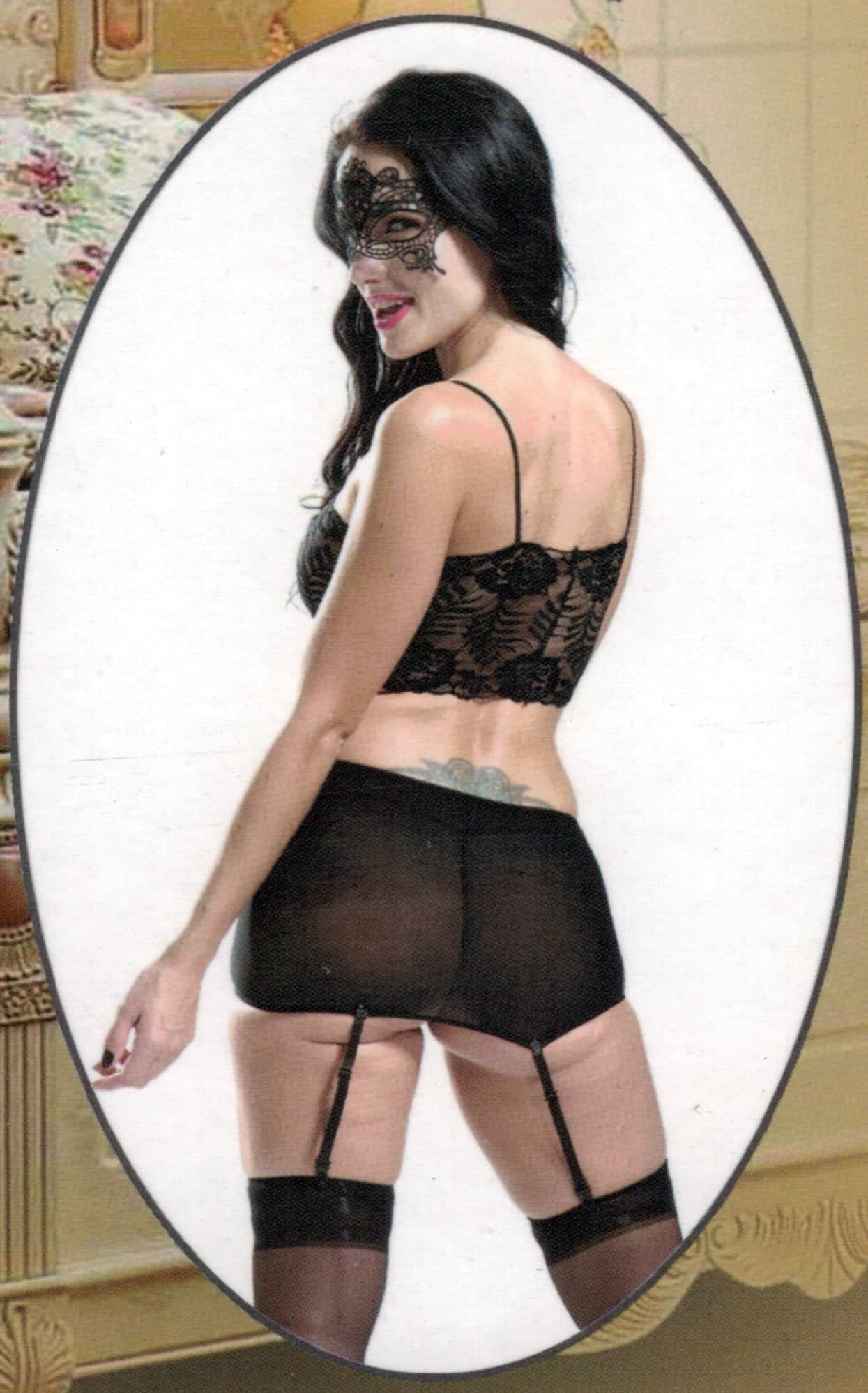 ABITO SEXY BODY CON REGGICALZE LINGERIE INTIMO DONNA HOT NERO TAGLIA UNICA 8911 - 2