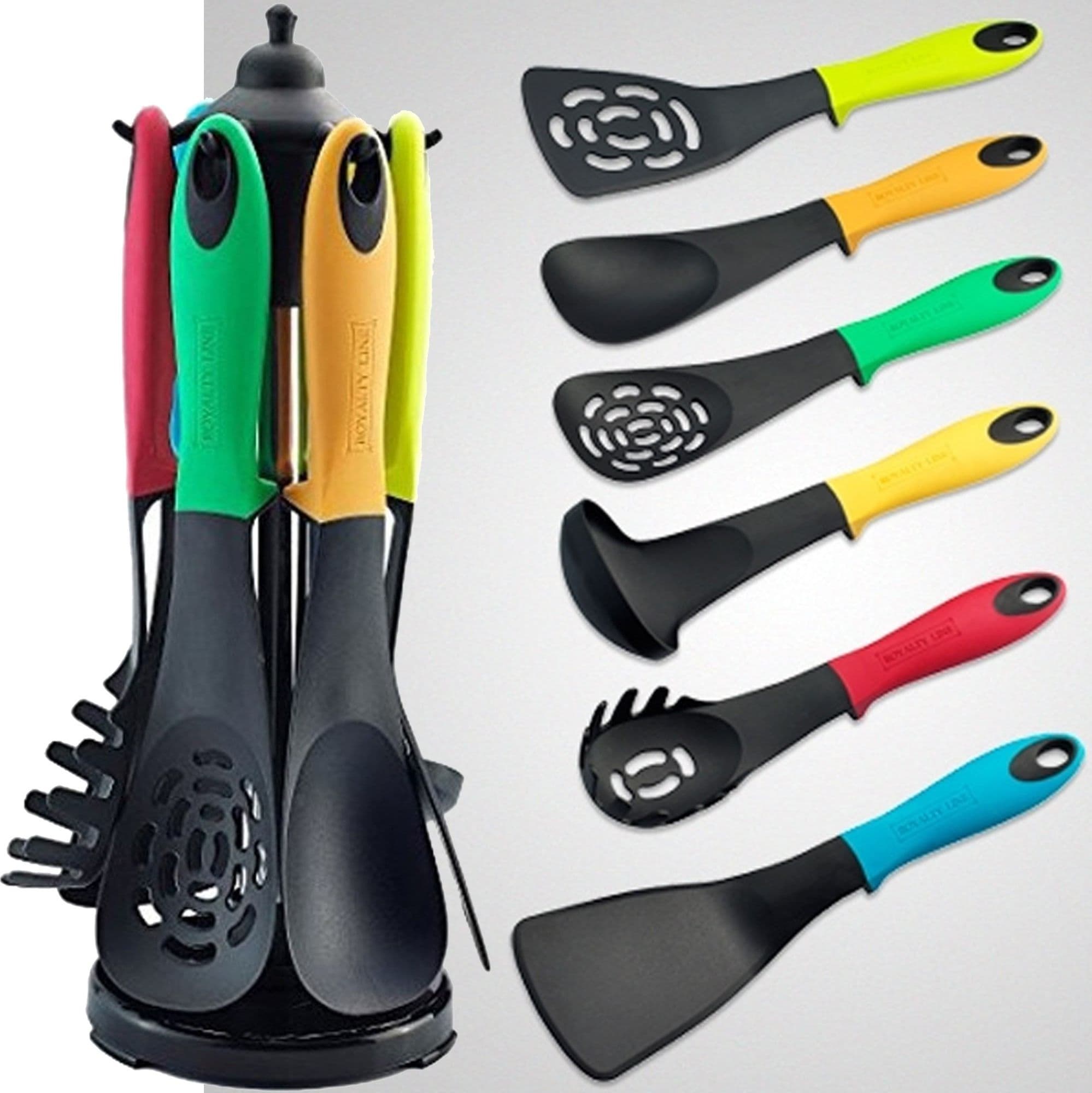 SET 6 PEZZI UTENSILI MESTOLI CUCINA SCHIUMAROLA SPATOLA SPAGHETTI ROYALTY LINE