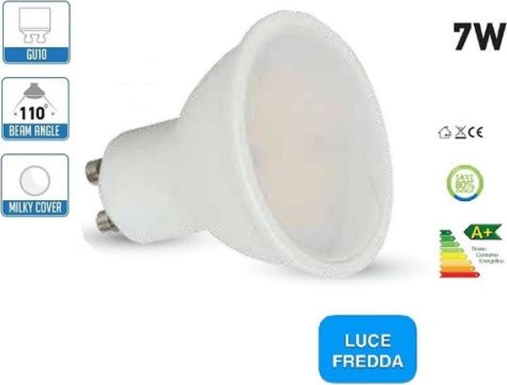 LAMPADA LAMPADINA LED FARETTO INCASSO GU10 7W COB SPOTLIGHT LUCE BIANCA FREDDA - 2