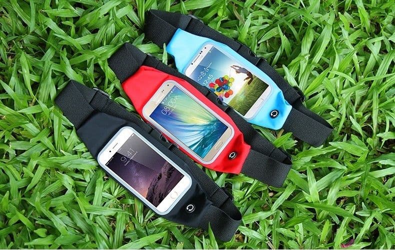 CINTURA CON TASCHE ZIP SPORT BELT MARSUPIO PORTA SMARTPHONE CELLULARI 4,7" - 2
