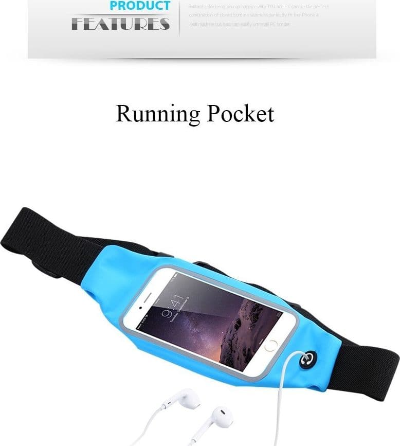 CINTURA CON TASCHE ZIP SPORT BELT MARSUPIO PORTA SMARTPHONE CELLULARI 4,7" - 3