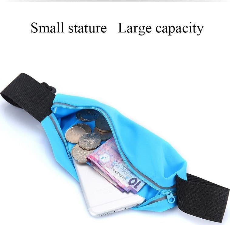 CINTURA CON TASCHE ZIP SPORT BELT MARSUPIO PORTA SMARTPHONE CELLULARI 4,7" - 4
