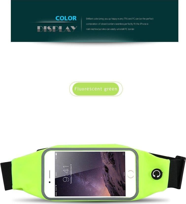 CINTURA CON TASCHE ZIP SPORT BELT MARSUPIO PORTA SMARTPHONE CELLULARI 4,7" - 6