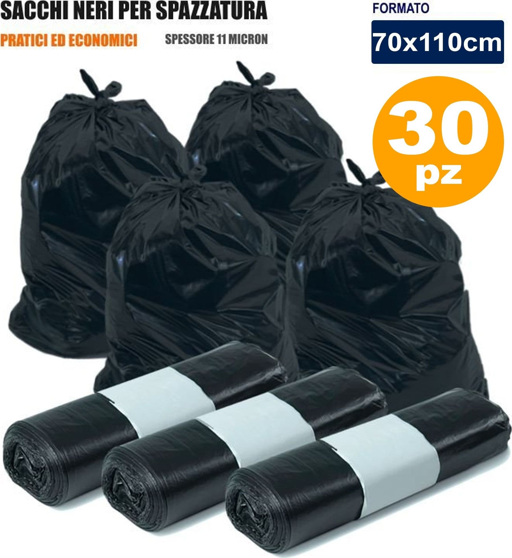 30 SACCHI SACCHETTI BUSTE PER IMMONDIZIA RESISTENTI ECOLOGICI RIFIUTI PATTUME