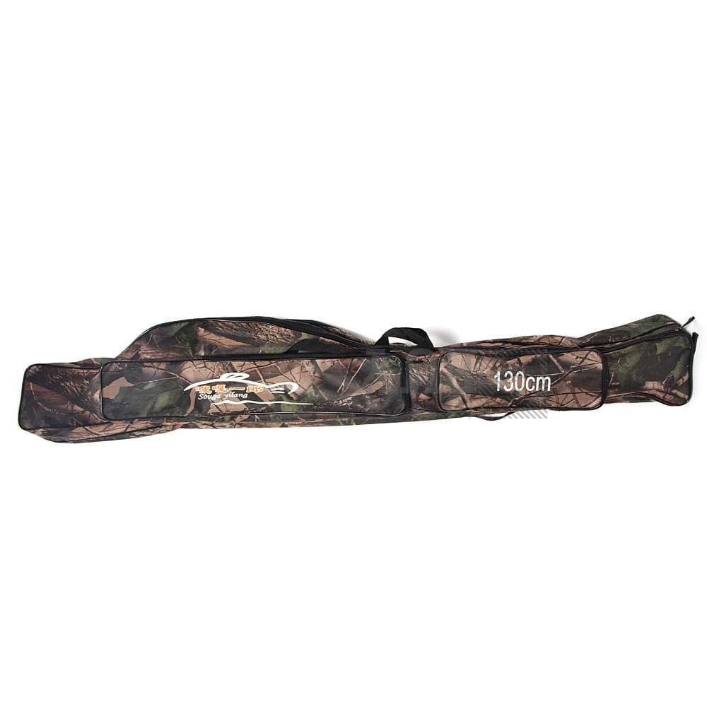 BORSA FODERO PORTA CANNE PORTACANNE DA PESCA A 2 SCOMPARTI 130 CM MIMETICO - 4