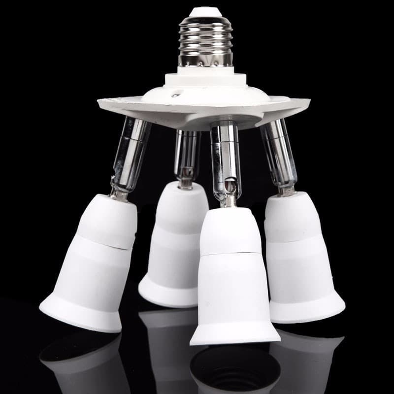 PORTALAMPADA ADATTATORE E27 4 IN 1 PER LAMPADE LAMPADINE ATTACCHI ORIENTABILI - 6