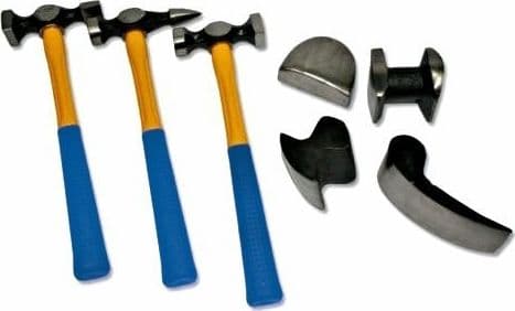 KIT ACCESSORI X CARROZZIERE CARROZZERIE ATTREZZI 4 TASSI 3 MARTELLI IN VALIGIA - 3