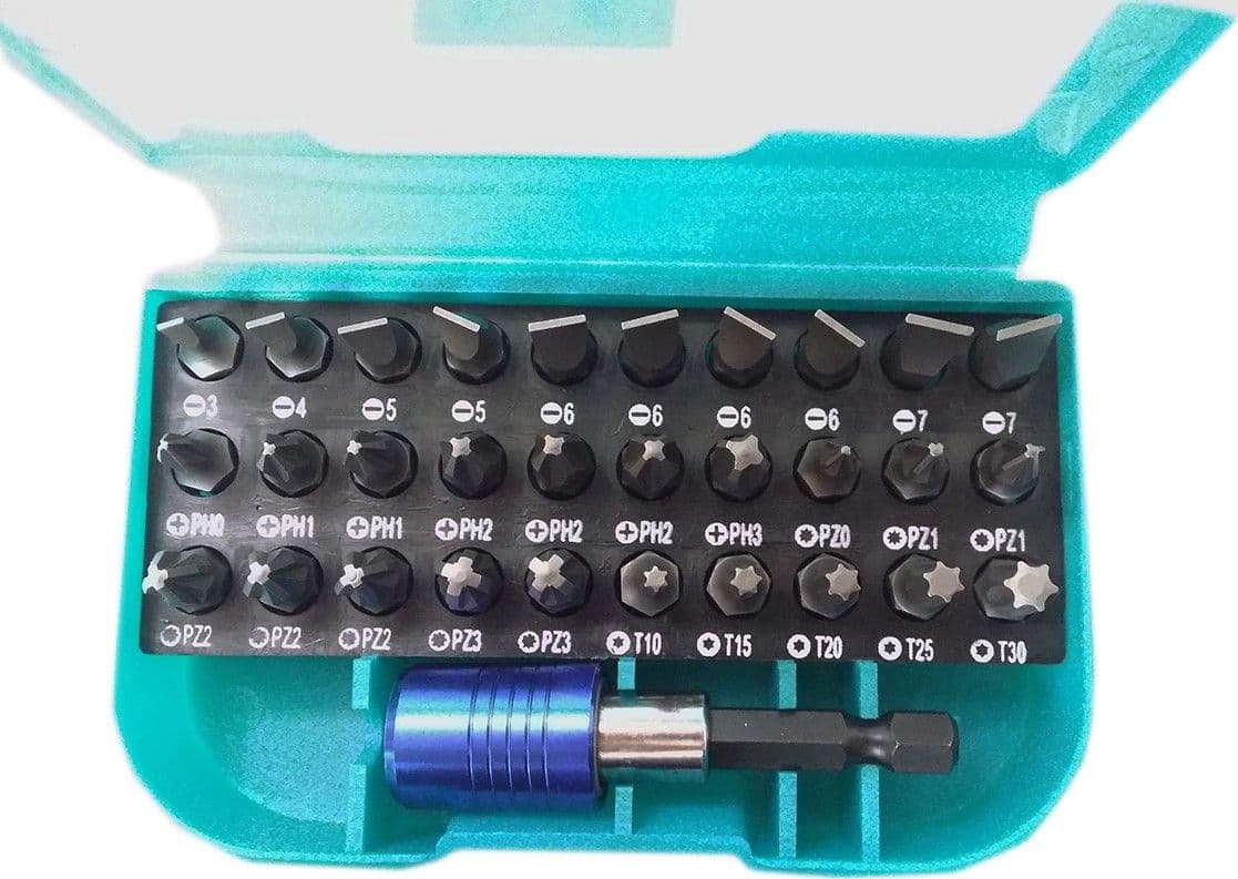 KIT 31 PZ 30 INSERTI PER AVVITATORE ELETTRICO A BATTERIA 1 ADATTATORE PROLUNGA - 2