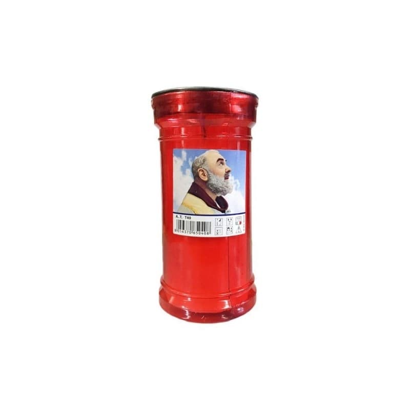 CANDELA DI CERA 12 CM t40 PADRE PIO LUCE VOTIVA CERO LUMINO VOTIVO ANTIVENTO