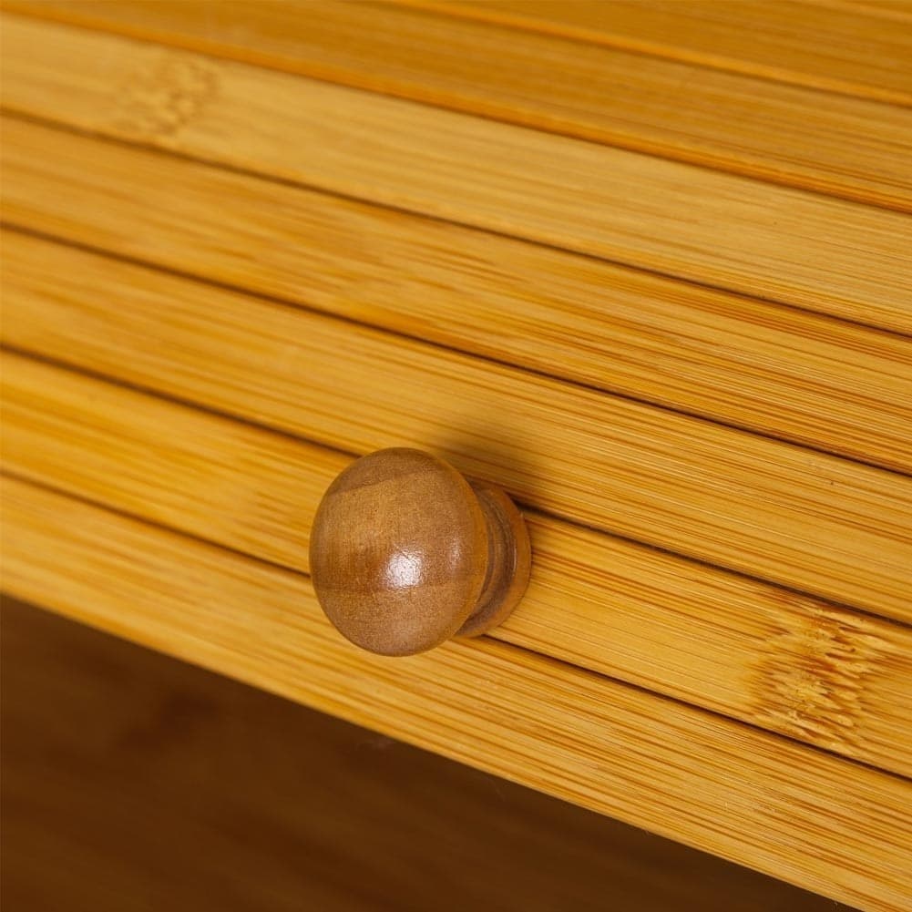 PORTAPANE IN LEGNO DI BAMBU' CUCINA CASSETTO PORTA PANE CON APERTURA SERRANDINA - 4