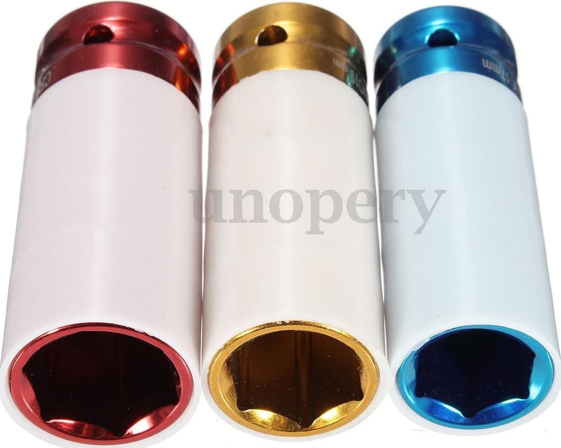 SET 3 CHIAVI A BUSSOLA PER DADI CERCHIO RUOTE ATTACCO 1/2" RIVESTITE 17 19 21 MM - 4
