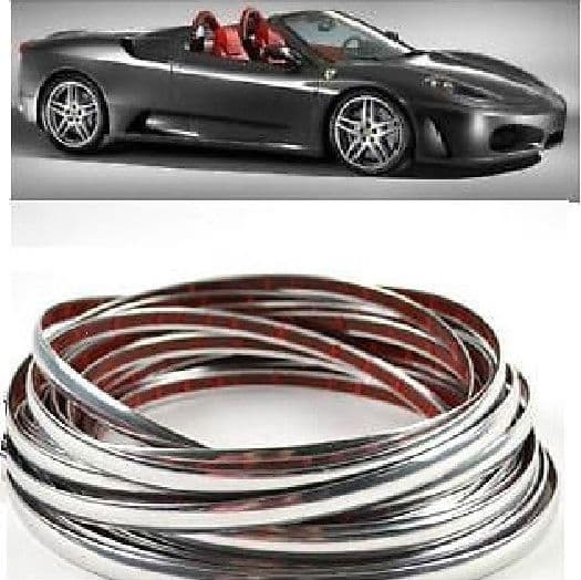 PROFILO CROMATO FASCIA ADESIVA ADESIVO AUTO CAMPER 6 METRI 10 mm IMPERMEABILE - 2
