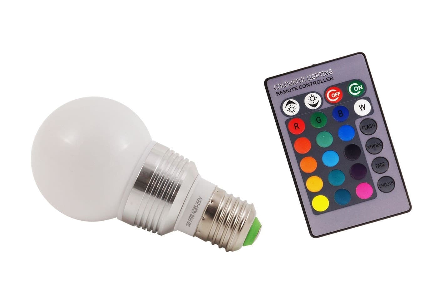 LAMPADA RGB LED 220V E27 FARETTO SPOT LIGHT 3 W WATT CON TELECOMANDO LAMPADINA - 2