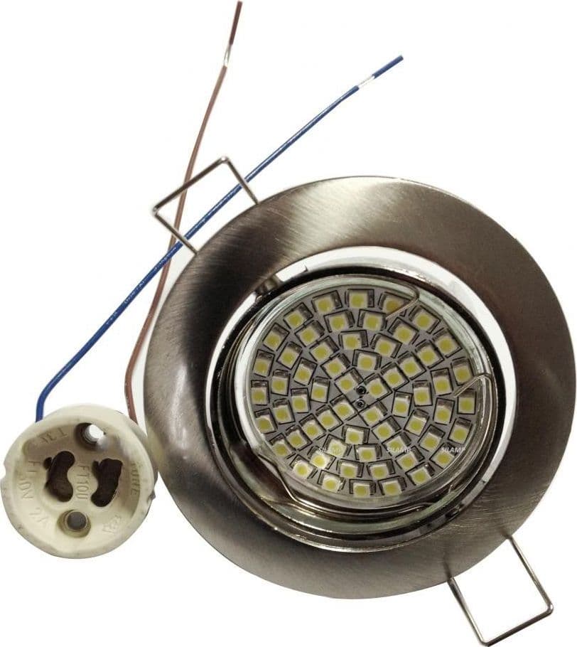 FARETTO INCASSO 5W LAMPADINA LED GU10 60 SMD 220V ORIENTABILE ACCIAIO E BIANCO - 4
