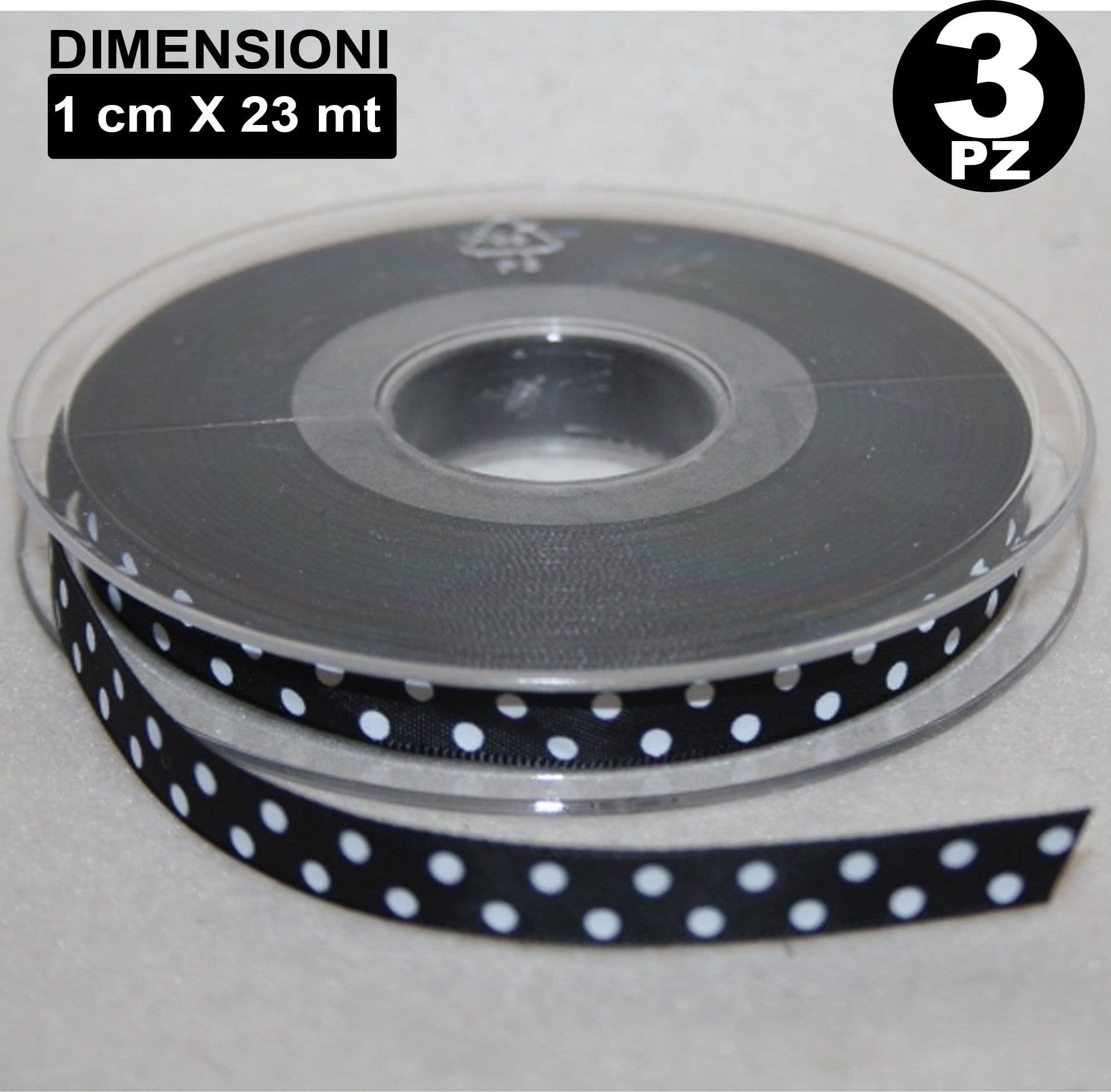 3 ROTOLI NASTRO NERO POIS BOMBONIERA ORGANZA RASO BOBINA DECORAZIONI DECOUPAGE