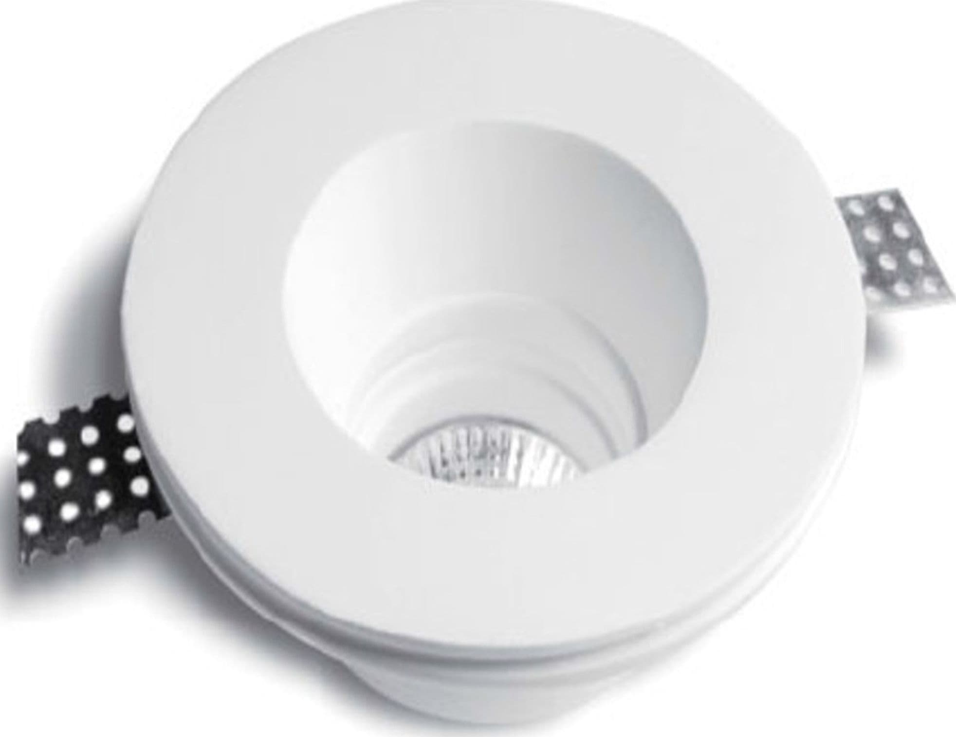 PORTA FARETTO FISSO IN GESSO AD INCASSO PER LAMPADE A LED TONDO A SCOMPARSA 10cm