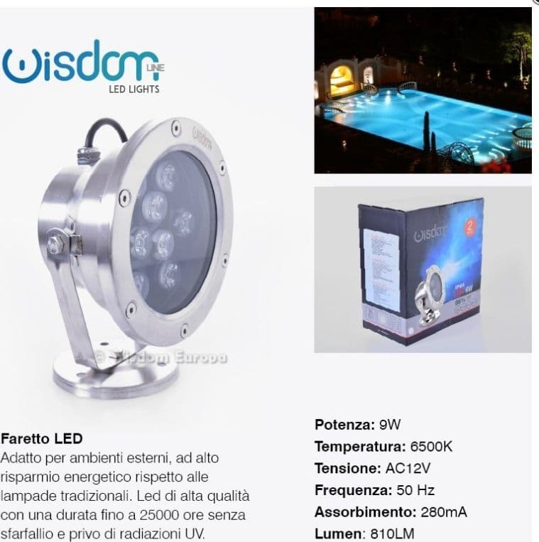 FARETTO SPOT LIGHT PER ESTERNO DA GIARDINO 9 WATT LUCE CALDA FREDDA VERDE RGB - 5