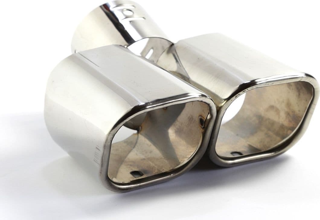 DOPPIO SCARICO SPORTIVO CODINO MARMITTA TERMINALE AUTO TUNING ACCIAIO CROMATO - 3