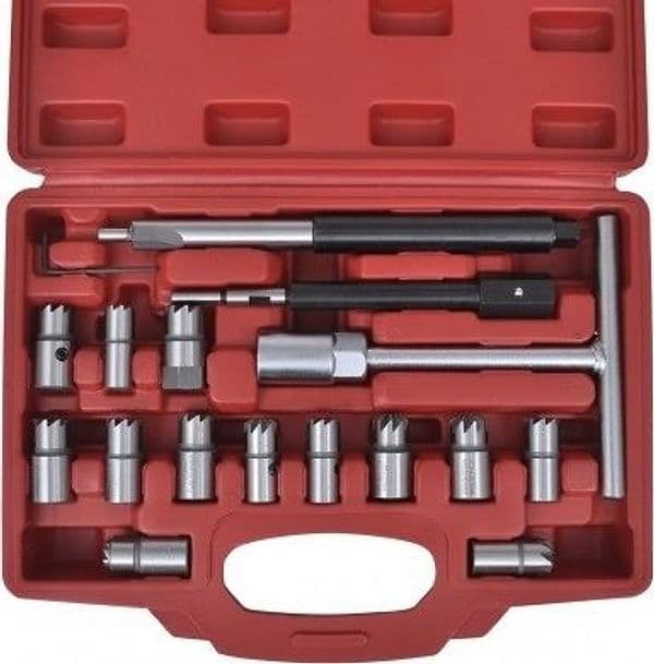 SET KIT ALESATORI PER LA PULIZIA INIETTORE INIETTORI AUTO MOTORE DIESEL 17 PZ - 4