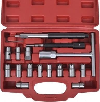 SET KIT ALESATORI PER LA PULIZIA INIETTORE INIETTORI AUTO MOTORE DIESEL 17 PZ - 4